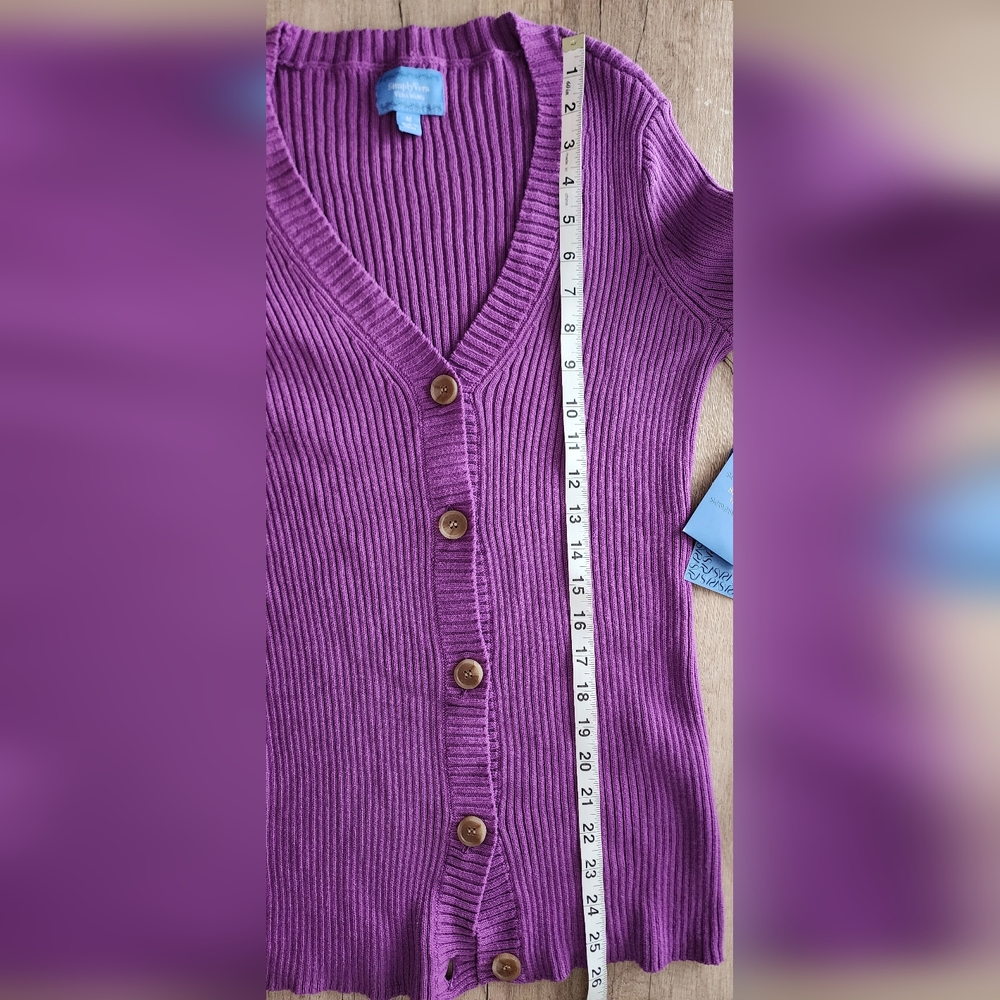 NWT Simply Vera Vera Wang Purple Ribbed Knit Cardigan Medium Size - Picture 6 of 6